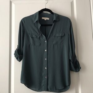 Forest green button down